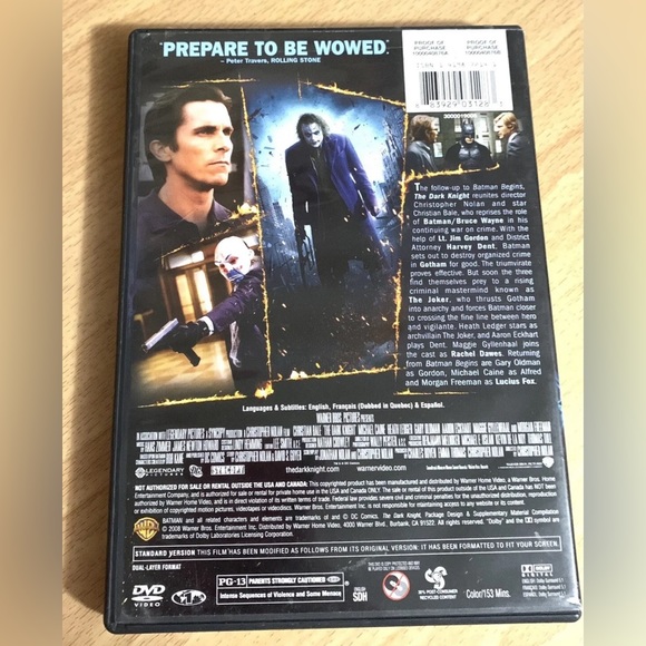 Batman The Dark Knight DVD 2008 Full Screen Heath Ledger - Picture 3 of 3